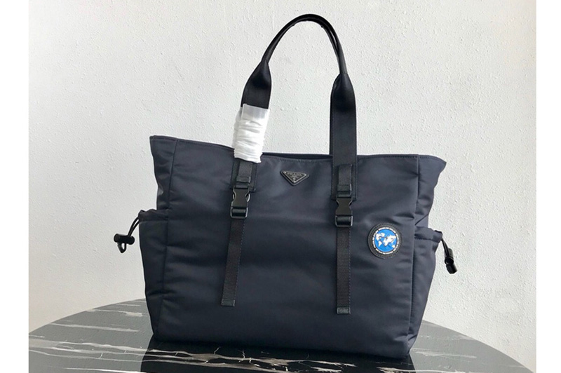 Prada 2VG042 Nylon Tote Bag Blue Nylon