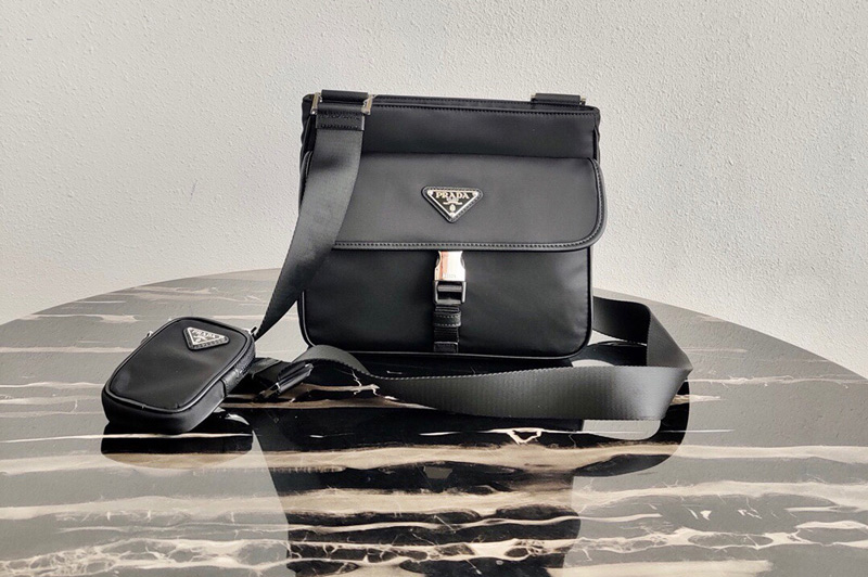 Prada 2VH110 Nylon Cross-Body Bag in Black Nylon