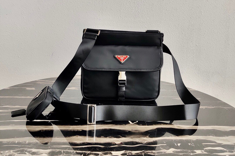 Prada 2VH110 Nylon Cross-Body Bag in Black Nylon