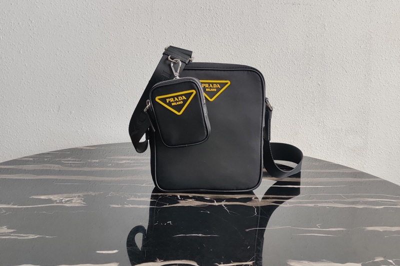 Prada 2VH112 Nylon Cross-Body Bag in Black Nylon