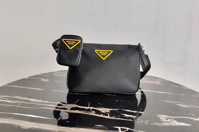 Prada 2VH113 Nylon Cross-Body Bag in Black Nylon