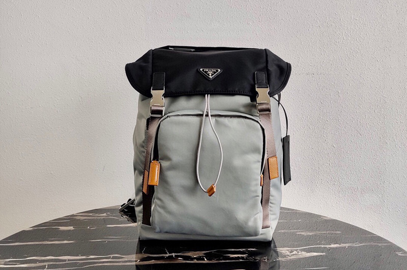 Prada 2VZ135 Nylon Backpack in Gray/Black Nylon