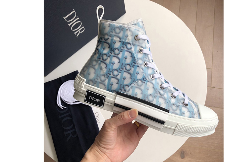 Christian Dior 3SH118 Dior B23 high-top sneaker in Blue Dior Oblique Pixel Canvas
