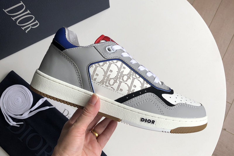 Christian Dior 3SN272 Dior B27 low-top sneaker in Blue, Gray and White Smooth Calfskin with White Dior Oblique Galaxy Leather