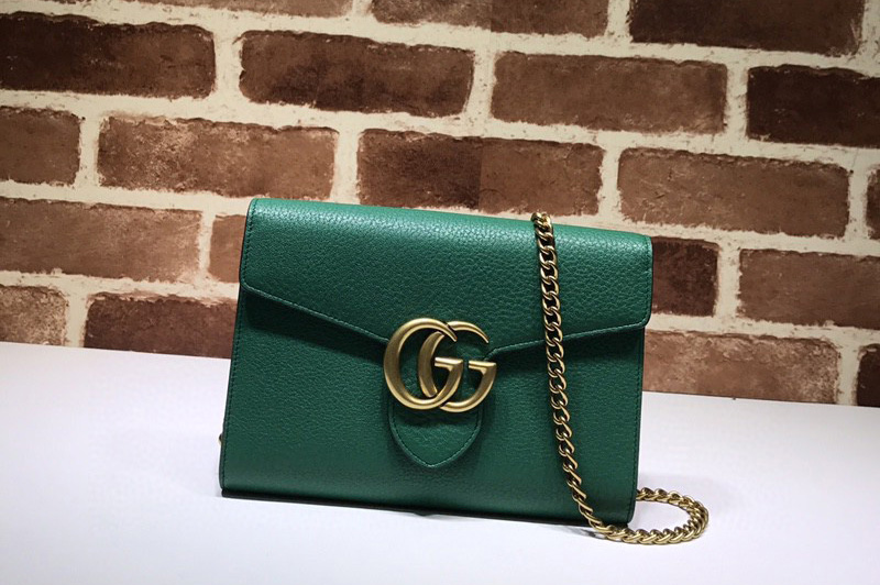 Gucci 401232 GG Marmont leather mini chain bag Green Leather
