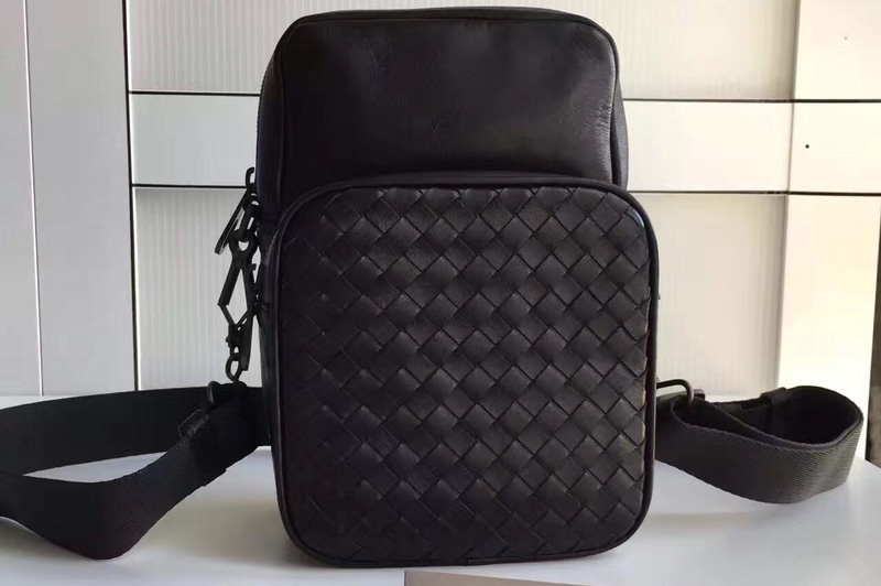 Bottega Veneta 407385 messenger bag IN Black Intrecciato calf leather