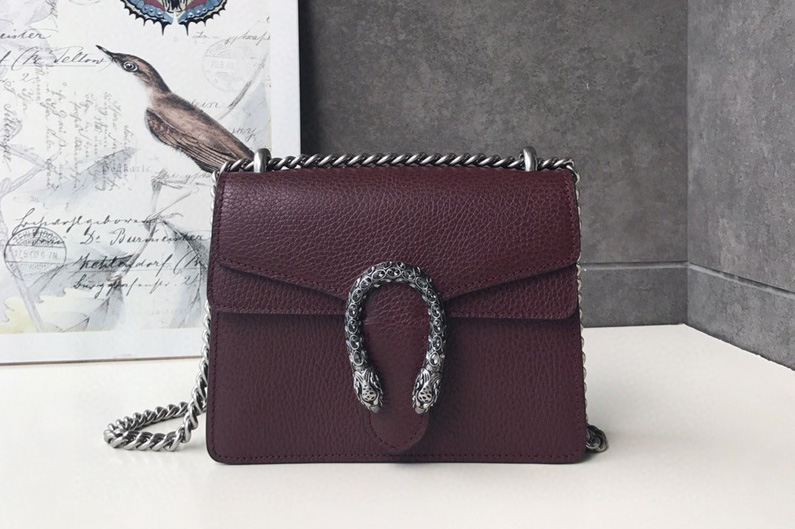 Gucci 421970 Dionysus leather mini bag in Bordeaux Leather
