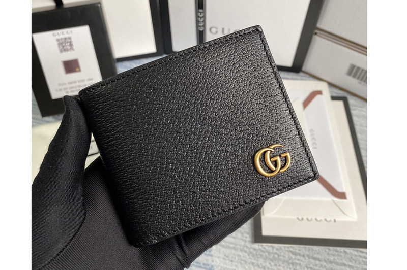 Gucci 428726 GG Marmont leather bi-fold wallet in Black metal-free tanned leather