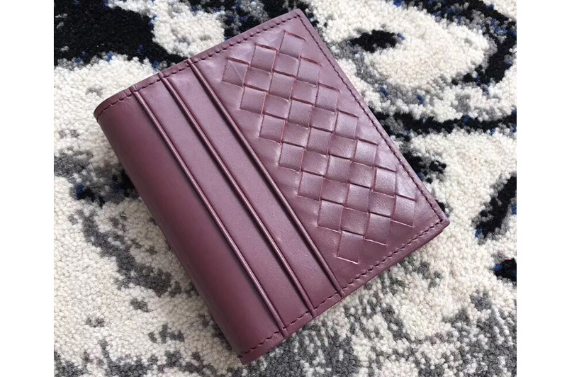 Bottega Veneta 442257 Small bi-fold Wallet in Bordeaux calf leather