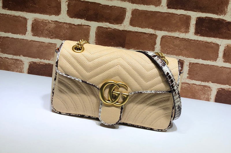 Gucci 443497 GG Marmont small shoulder bag in Beige Python