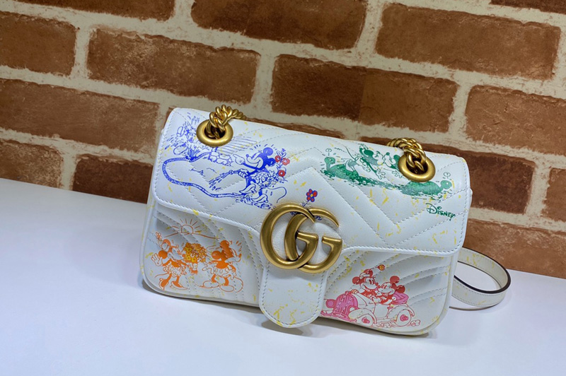 Gucci ‎446744 Online Exclusive Disney x Gucci GG Marmont Mini shoulder bag in White Leather