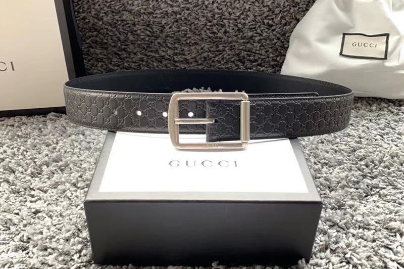 Men's Gucci 449716 40mm Gucci Signature belt with Silver GG Buckle in ...