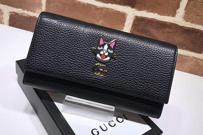 Gucci ‎499324 Continental wallet With Dog in Black Leather