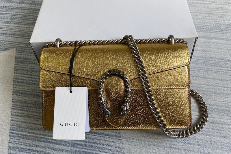 Gucci ‎499623 Dionysus small shoulder bag in Gold lamé leather