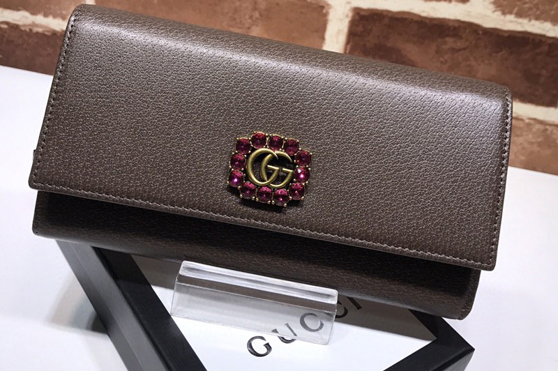 Gucci ‎499779 Continental wallet With GG Logo in Brown Leather