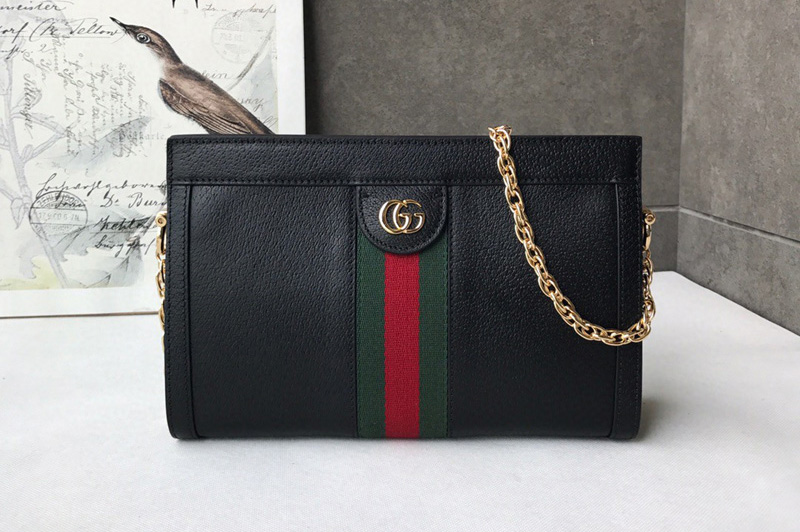 Gucci 503877 Ophidia small shoulder bag in Black Leather with web