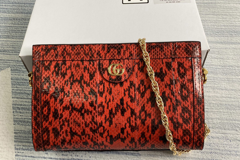 Gucci 5038777 Ophidia small snakeskin shoulder bag in Hibiscus red snakeskin