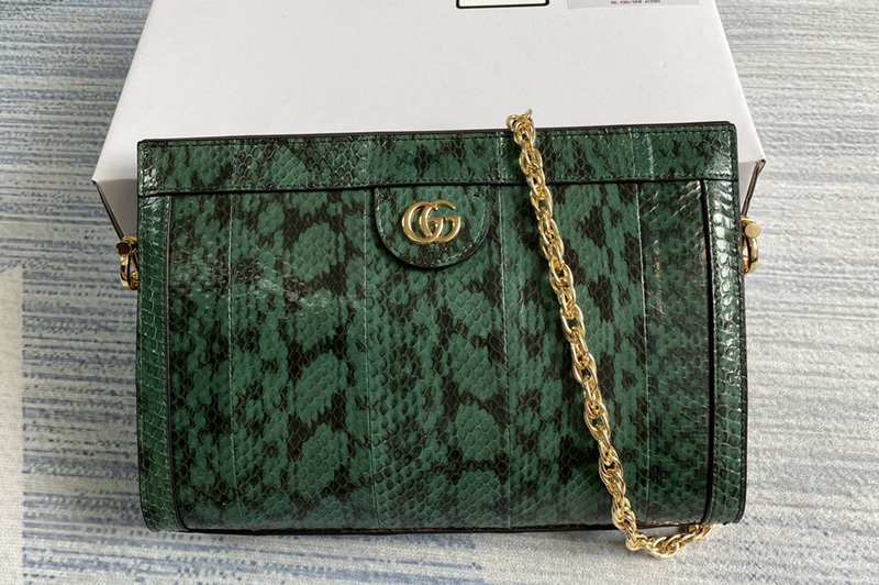 Gucci 5038777 Ophidia small snakeskin shoulder bag in Emerald snakeskin