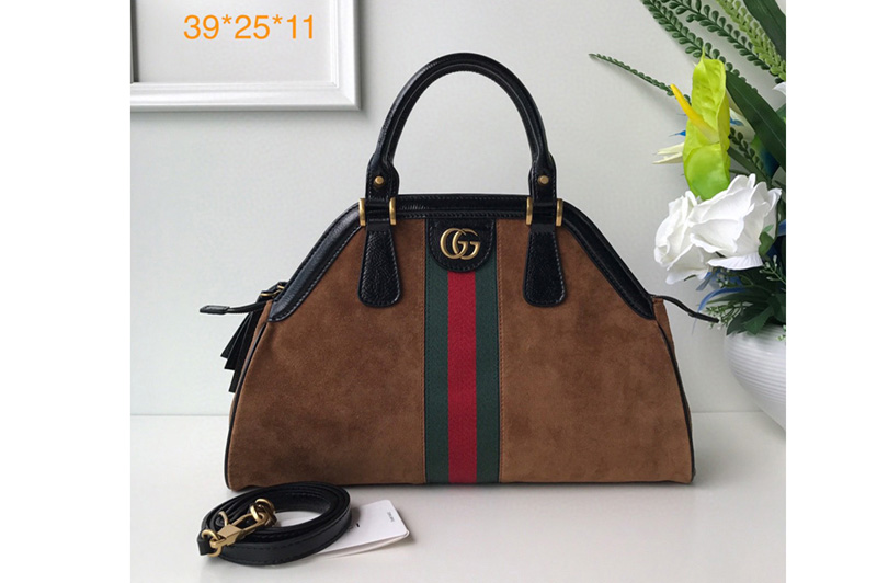 Gucci 516459 Re(Belle) Medium Top Handle Bags in Brown Suede Leather
