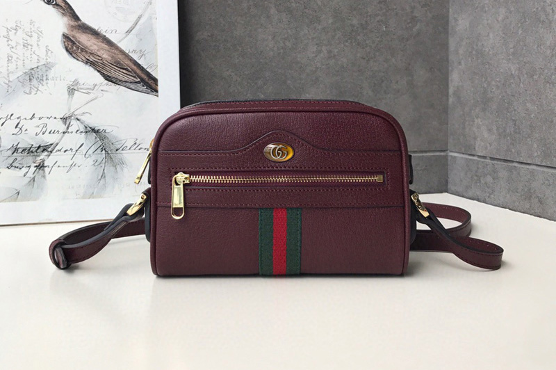 Gucci 517350 Ophidia mini bags Bordeaux Leather With Web