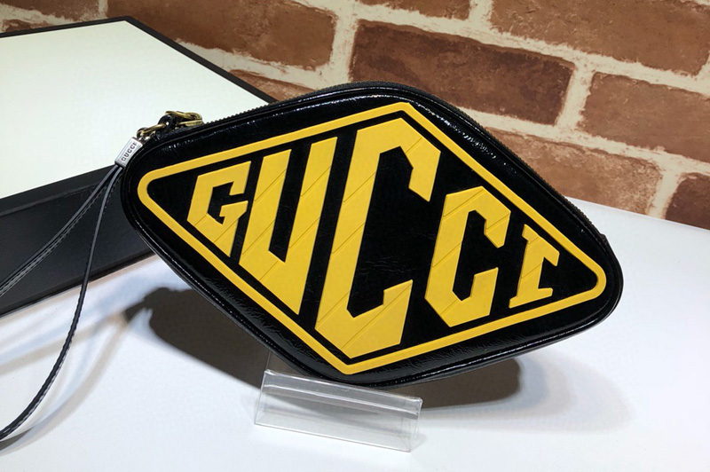 Gucci 524316 GG Marmont Belt Bag Black Patent Leather