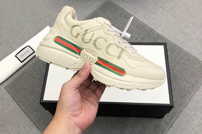 Mens and Womens Gucci 528892 Rhyton Gucci logo leather sneaker