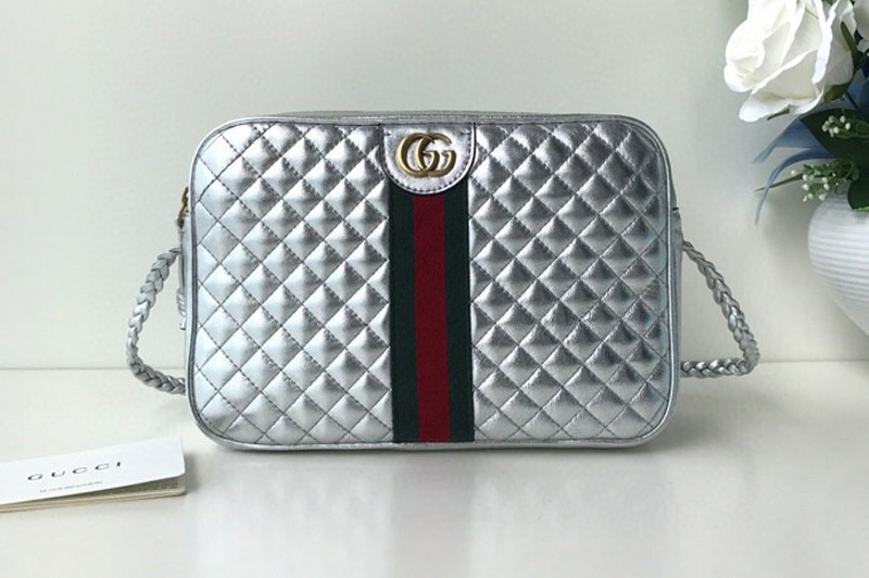 Gucci 541051 Laminated leather small shoulder bag Silver Leather