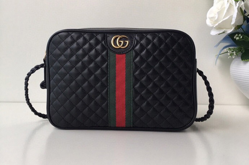 Gucci 541051 Laminated leather small shoulder bag Black Leather