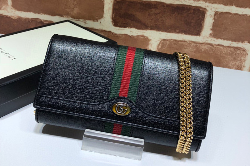 Gucci 546592 Ophidia GG chain wallet in Black Leather