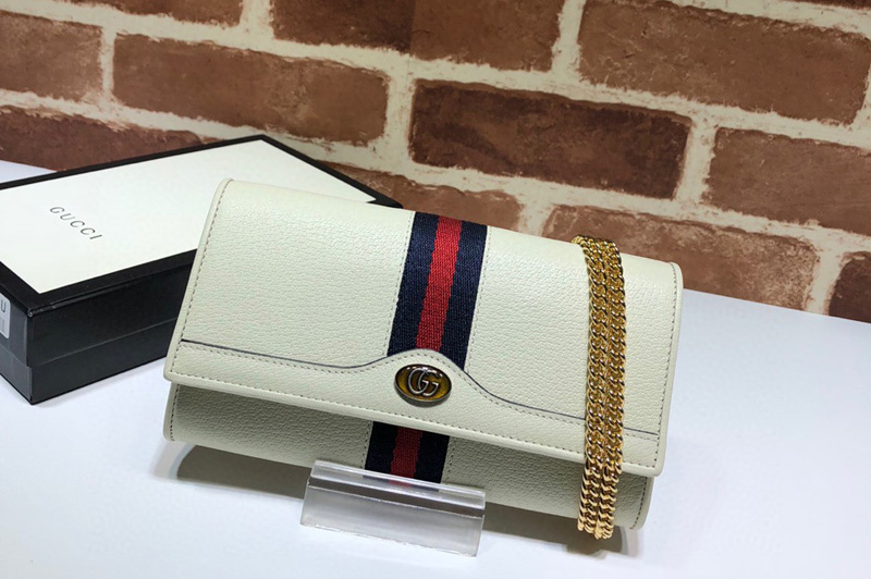 Gucci 546592 Ophidia GG chain wallet in White Leather