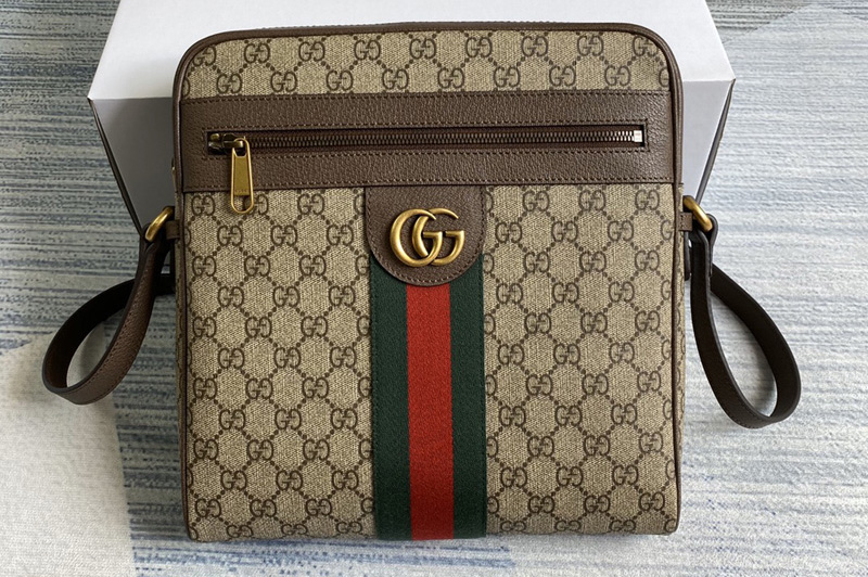 Gucci ‎547934 Ophidia GG messenger bag in Beige/ebony GG Supreme canvas