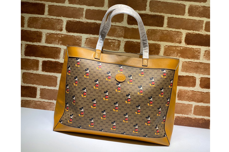 Gucci 547947 Disney x Gucci medium tote Bag in Beige/ebony mini GG Supreme canvas