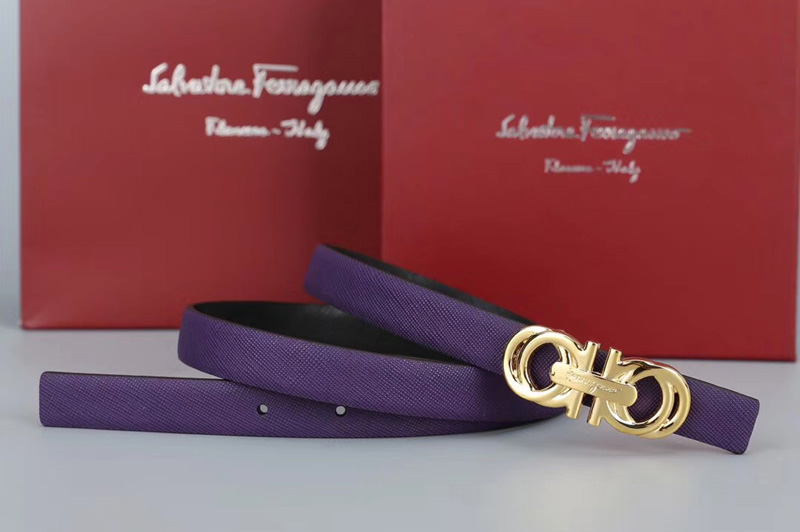 Women's Ferragamo 554330 20mm Gancini Belts in Purple calfskin leather