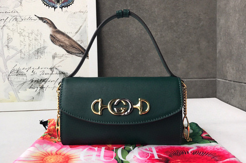 Gucci Zumi smooth leather mini bag in Green smooth leather