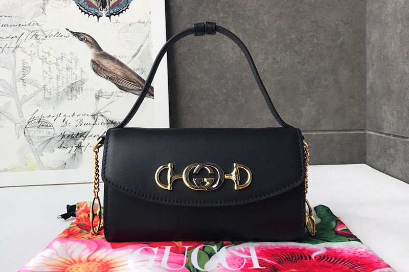 Gucci Zumi smooth leather mini bag in Black smooth leather