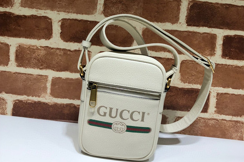 Gucci 574803 Print leather shoulder bag in White Leather