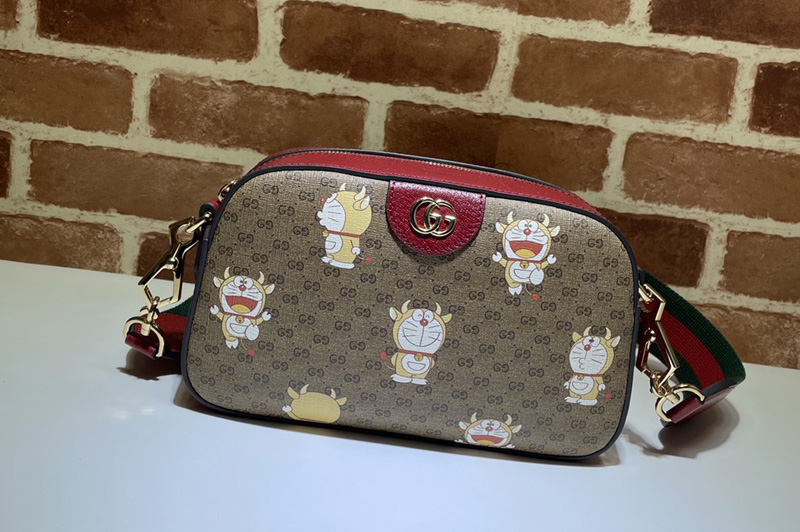 Gucci ‎574886 Doraemon x Gucci small shoulder bag in Beige/ebony mini GG Supreme
