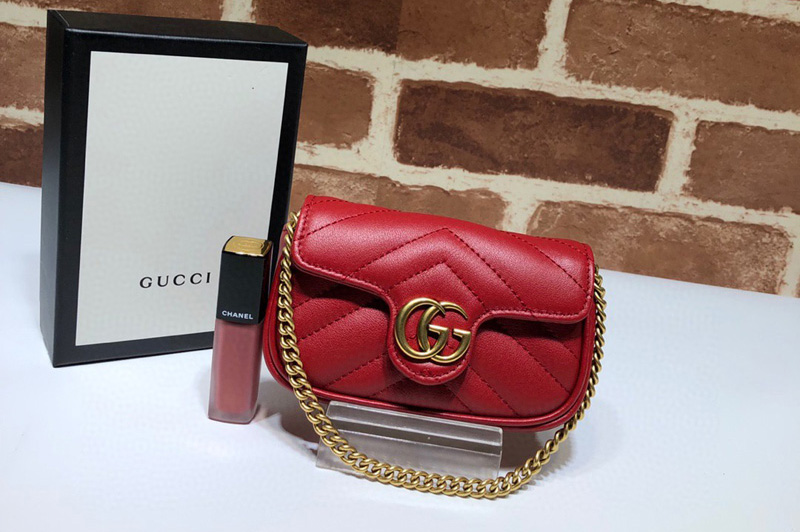 Gucci 575161 GG Marmont mini coins bag in Red Leather