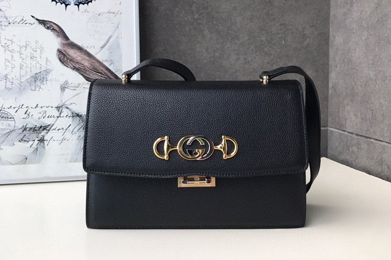 Gucci 576388 Zumi grainy leather small shoulder bag in Black grainy leather