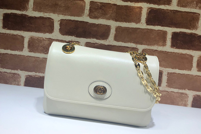 Gucci ‎576421 Leather Small Shoulder Bag In White Leather