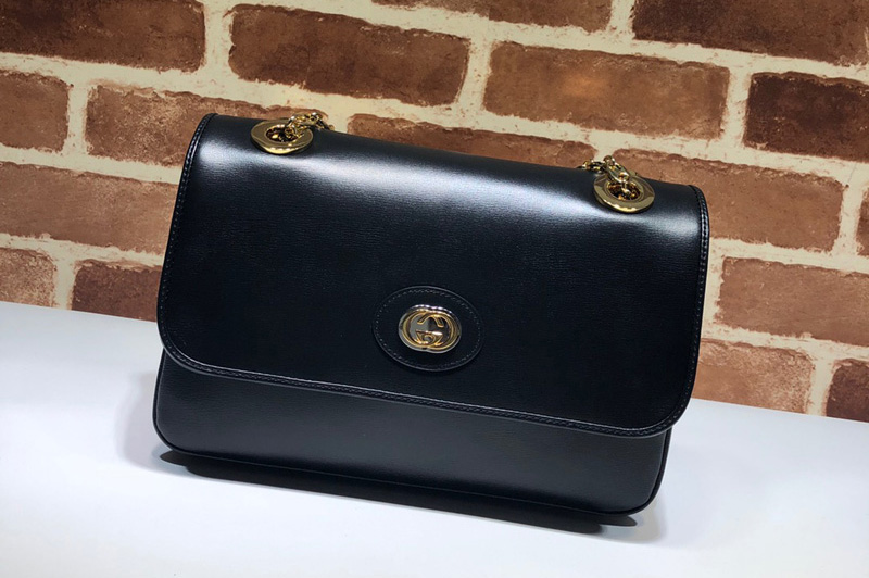 Gucci ‎576421 Leather Small Shoulder Bag In Black Leather