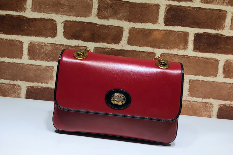 Gucci ‎576421 Leather Small Shoulder Bag In Red Leather