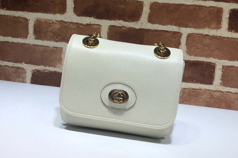 Gucci ‎576423 Leather Small Shoulder Bag In White Leather