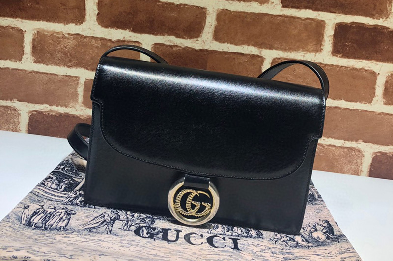 Gucci 589474 Small leather shoulder bag Black textured leather