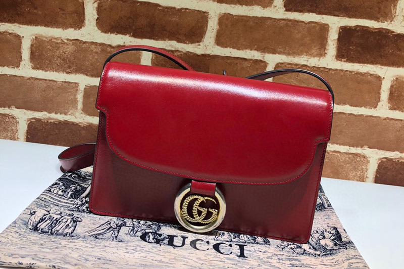 Gucci 589474 Small leather shoulder bag Red textured leather