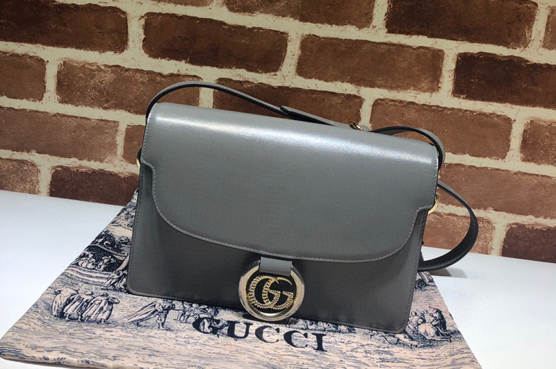 Gucci 589474 Small leather shoulder bag Grey textured leather