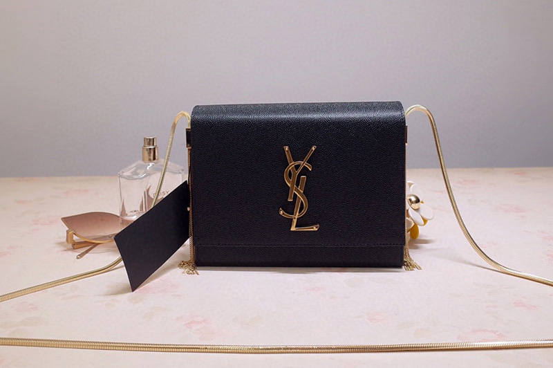 Saint Laurent 593122 YSL Kate Box Bags In Black Grain de Poudre Embossed Leather