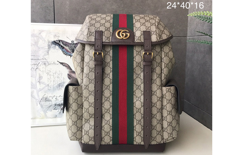 Gucci 598140 Ophidia GG medium backpack Beige/ebony GG Supreme canvas