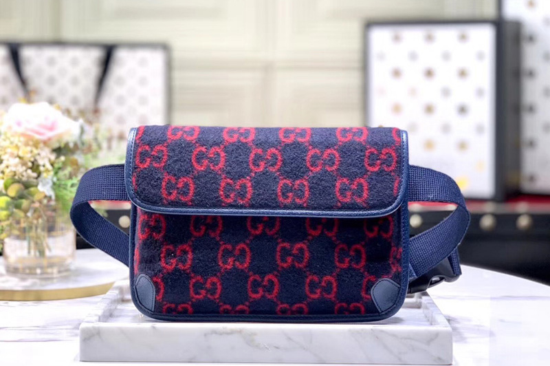 Gucci 598181 GG wool Belt Bags in Blue and Red GG wool