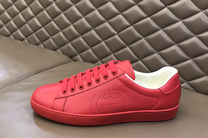 Gucci 599147 Men's Ace sneaker with Interlocking G in Hibiscus red leather